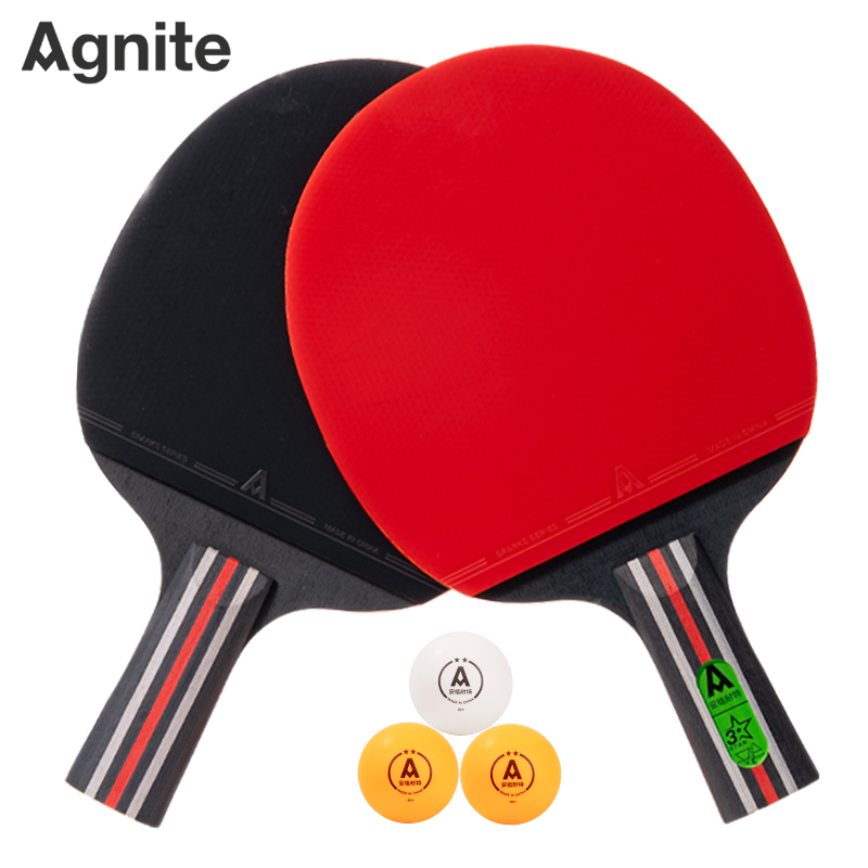 安格耐特FH211三星乒乓球拍(直拍)(2个/付)(带三球)(红+黑)(付)